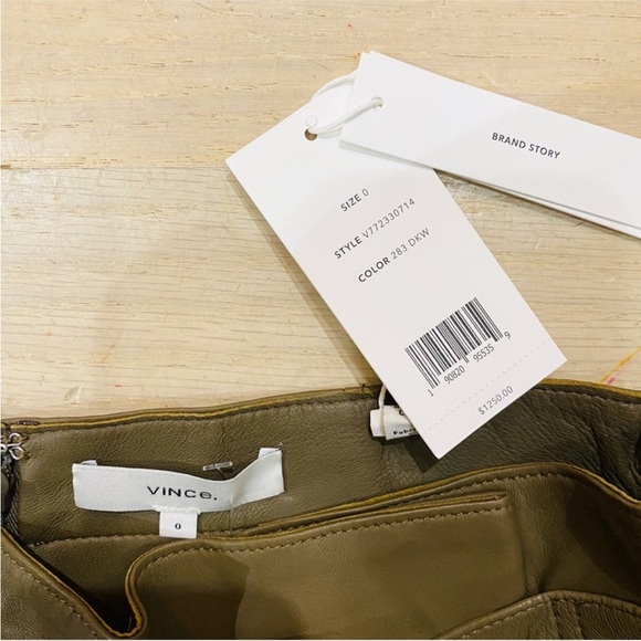 Vince lamb leather midi skirt in light green/ taupe NEW - Picture 7 of 10